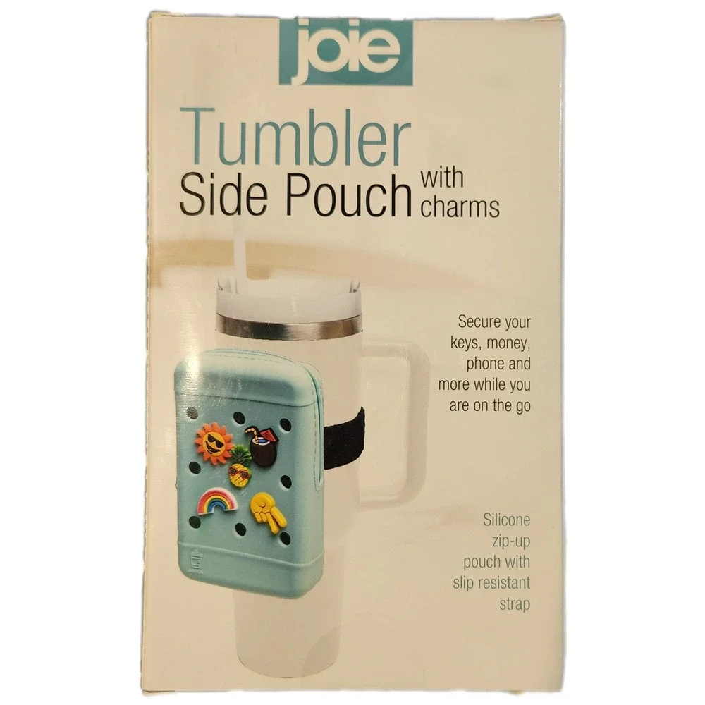Joie Groovy Tumbler Side Pouch Mint Green Silicone with 5 Charms 6pc Set New‎